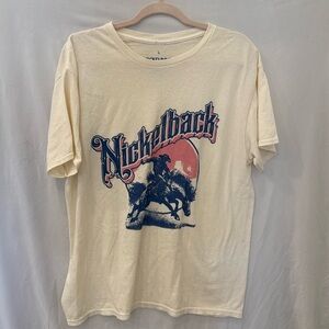 Nickelback Unisex Adult cowboy horse  T-Shirt / cream sz large